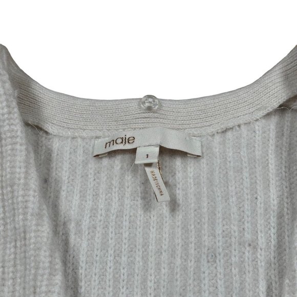 MAJE Ecru Millo Cropped Wool Blend Cardigan Women's Sz 1 - Picture 3 of 12